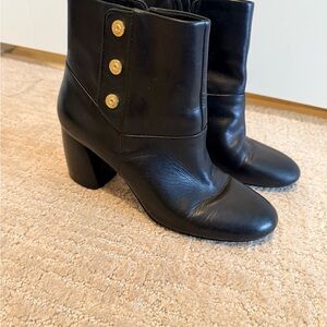 Nine West Black Heeled Boots with Gold Buttons